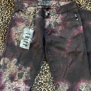 Tripp nyc tie dye snake print skinny jeans